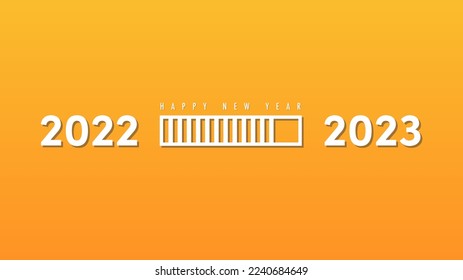 Cambio de 2022 a 2023 
fondo en vacaciones de año nuevo , aislado en color naranja , Estilo plano. ilustración Vector EPS 10