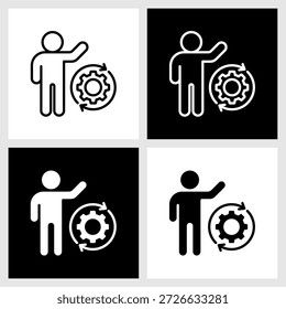 Icono de agente de cambio con fondo blanco y negro