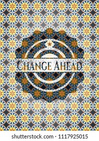 Change Ahead arabesque emblem background. arabic decoration.