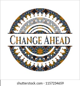 Change Ahead arabesque style emblem. arabic decoration.