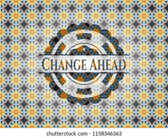 Change Ahead arabic emblem background. Arabesque decoration.