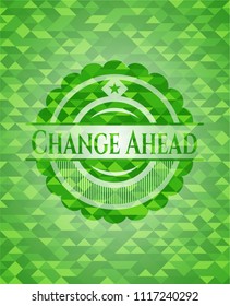 Change Ahead green emblem with mosaic background