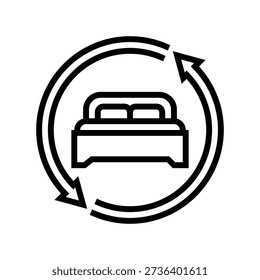 change bedding regularly line icon vector. change bedding regularly sign. isolated contour symbol black illustration