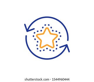 Change bonus points. Loyalty star line icon. Discount program symbol. Colorful outline concept. Blue and orange thin line loyalty points icon. Vector