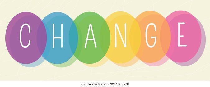 Change bright positive phrase quote made from different colorful circles. Business, Self-motivation, Training, Life change self care improvement, inspirational and motivational concept. Vector, Eps 10