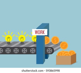 change bulb idea to money coins, business concept vector illustration