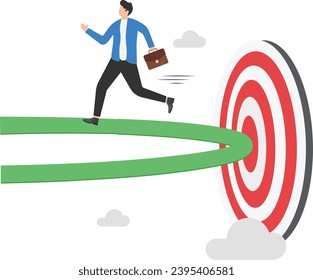 Change business target, create new direction to success, new career opportunity concept. Confident businessman running along new way after passing turning point at target.

 - Shutterstock ID 2395406581
