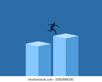 Change, Businessman jumps over the gap