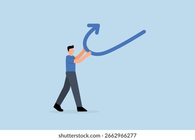 Change, businessman push going down arrow change to up direction.