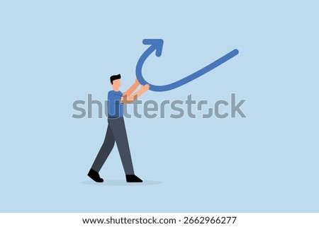 Change, businessman push going down arrow change to up direction.