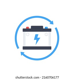 icono de la batería del coche, vector plano