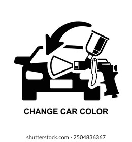 Change car color icon. Car color replacement isolated on background vector illustration.