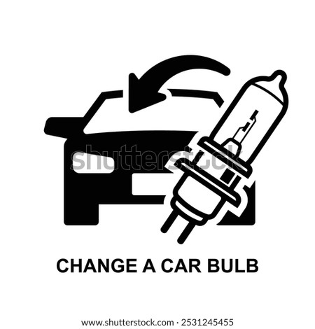 Change a car light bulb icon. Car lamp icon isolated on background vector illustration.