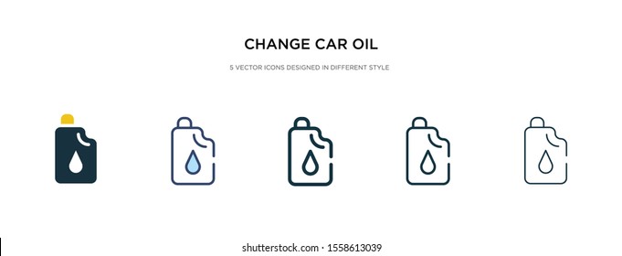 Change Car Oil Icon In Different Style Vector Illustration. Two Colored And Black Change Car Oil Vector Icons Designed In Filled, Outline, Line And Stroke Style Can Be Used For Web, Mobile, Ui