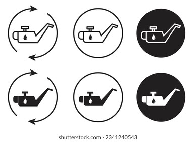 cambiar el conjunto de iconos de aceite del coche. símbolo vectorial de línea de avenida en color negro.