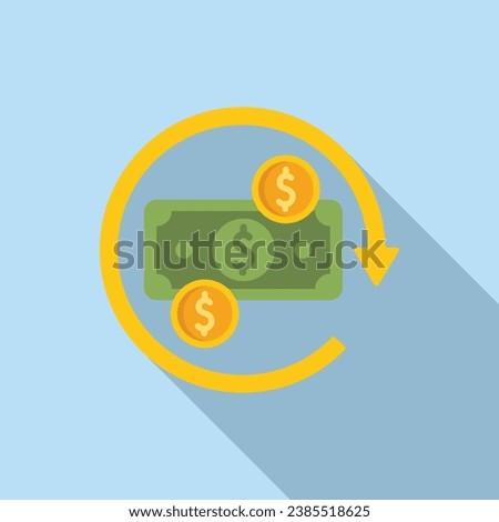 Change cash currency icon flat vector. Money payment. Change safe atm