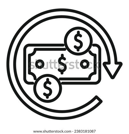 Change cash currency icon outline vector. Money payment. Change safe atm