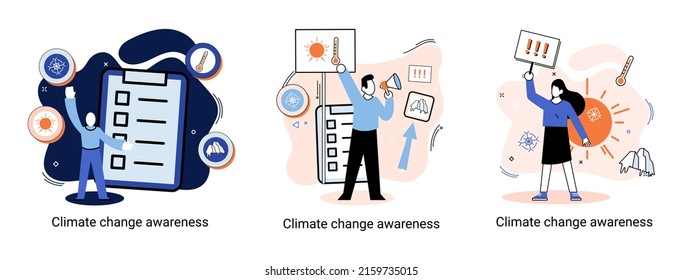 Change climate awareness metaphor, saving planet, World Environment Day, global warming ecological problems. human-induced observed and projected long-term changes mean climate. Nature saving strategy