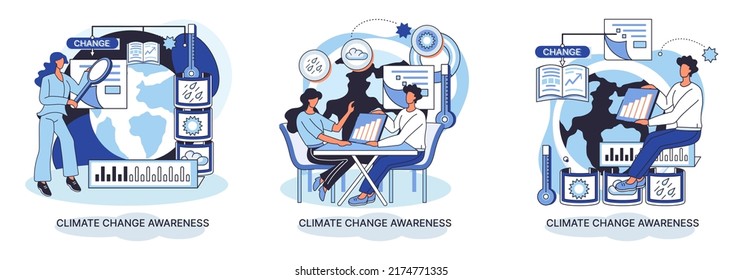 Change climate awareness metaphor, saving planet, World Environment Day, global warming ecological problems. human-induced observed and projected long-term changes mean climate. Nature saving strategy