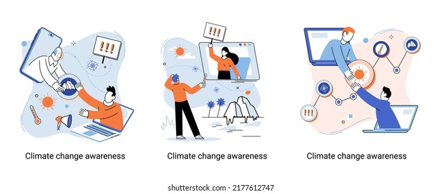 Change climate awareness metaphor, saving planet, World Environment Day, global warming ecological problems. human-induced observed and projected long-term changes mean climate. Nature saving strategy