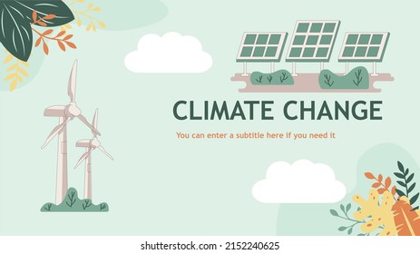 Change Climate Concept. Vector Of Climate Change And Saving The Planet, World Environment Day, Bio Technology, A City On Planet. Recycling Waste, Growing Plants And Choosing Renewable Resources