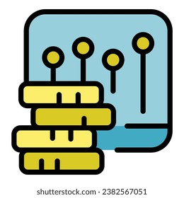 Change coin leader icon outline vector. Key opinion. Media marketing color flat