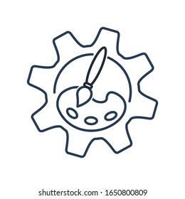 Change the color of the object. Service, technical opportunity. Vector linear icon isolated on white background.
