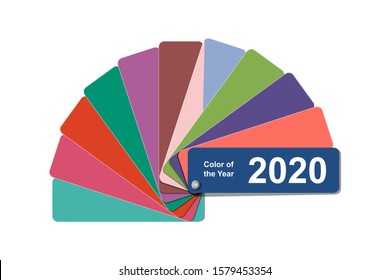 change color of the year to 2020, Classic Blue trend colour palette sample swatch book guide, stock vector illustration clip art template isolated on white background