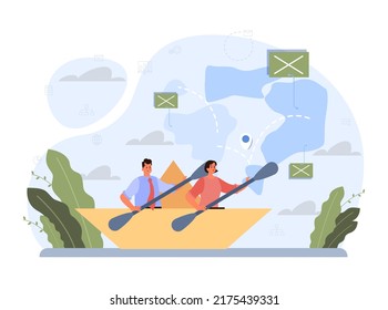 Change concept. Transformation and evolution metaphor. Modification process with time development. Direction changing. Flat vector illustration
