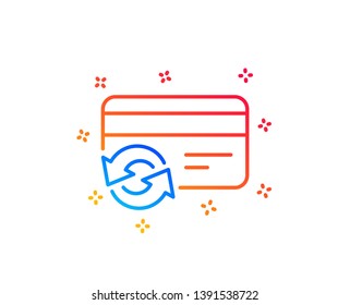 Change credit card line icon. Payment method sign. Gradient design elements. Linear change card icon. Random shapes. Vector