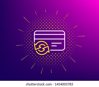 Change credit card line icon. Halftone pattern. Payment method sign. Gradient background. Change card line icon. Yellow halftone pattern. Vector