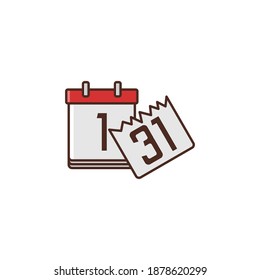 Change of Date Filled Color Icon - Happy New Year Party Vector Illustration.