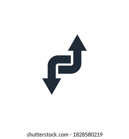 Change of direction. Vector icon isolated on white background.