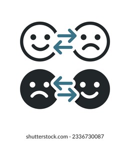 Change emotion icon. Sad to smile. Illustration vector