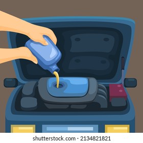Change engine oil car. mechanic automotive maintenance illustration vector