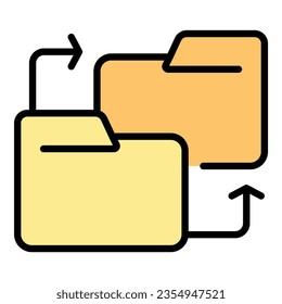 Change file folder icon outline vector. Business project. Workflow team color flat