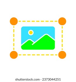 Change format line icon. Photo and video editing, retouching, editing, collage, layers, tools, design. Vector color icon on white background for business and advertising.