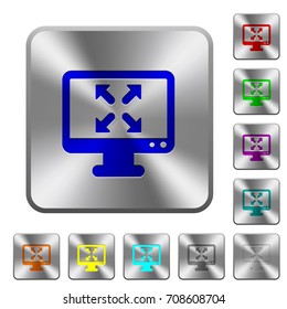 Change to fullscreen view engraved icons on rounded square glossy steel buttons