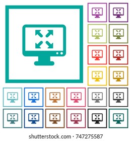 Change to fullscreen view flat color icons with quadrant frames on white background