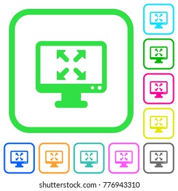 Change to fullscreen view vivid colored flat icons in curved borders on white background
