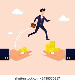 change to a higher paying job, change to a better empesture, vector illustration