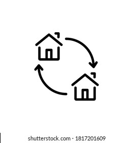 Change House, Reak Estate Simple Thin Line Icon Vector Illustration