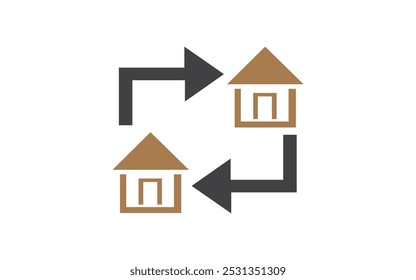 Change Of Housing Flat Curve Icon Design Pro Vector home logo
