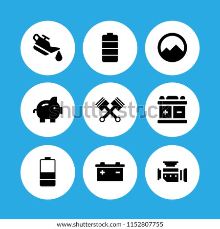 change icon. 9 change set with motor, mountains inside a circle, car oil and coin vector icons for web and mobile app