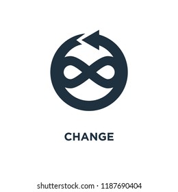 Change icon. Black filled vector illustration. Change symbol on white background. Can be used in web and mobile.