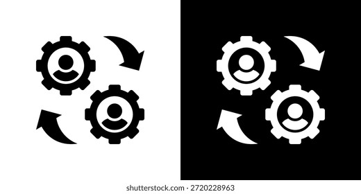 Icono de cambio relleno en blanco y negro.