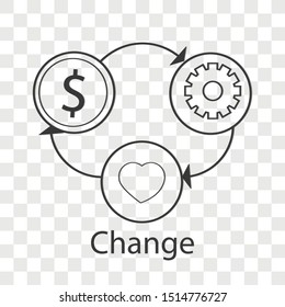 Change icon concept on transparency background. Business resilience creative idea design. Line vector illustration use for your project. 