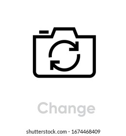 Change icon. Editable Line Vector. Single Pictogram trendy symbol Update Photo for website or mobile app.