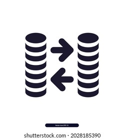 change icon. Finance Icons on white background. vector isolated black icon - dollar sign, statistic, cash, wallet, investment. eps10