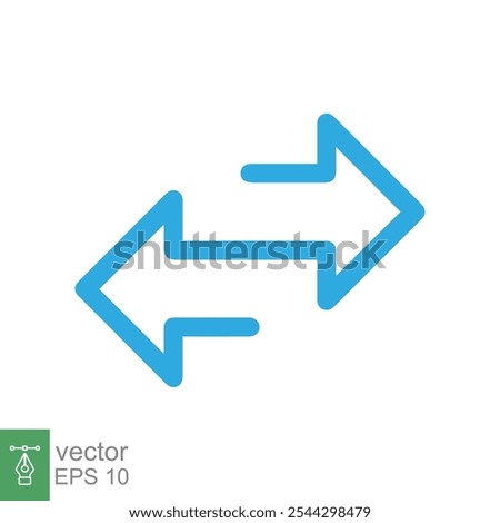 Change icon. Simple flat style. Two way arrow, exchange, reverse, swap, double blue line, 2 side concept. Vector illustration isolated on white background. EPS 10.